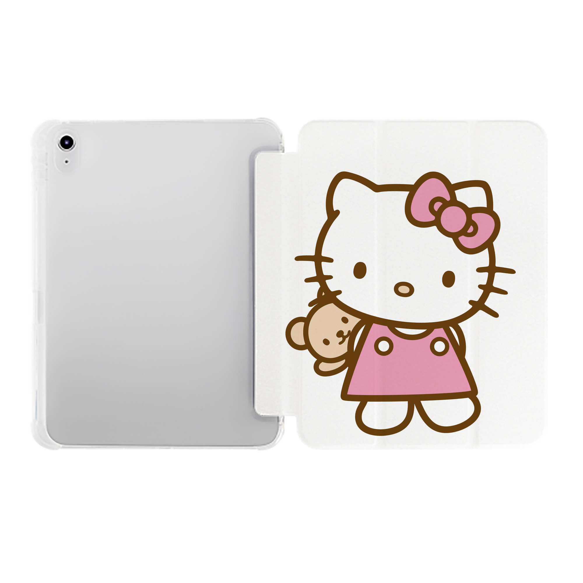（画像用） Hello Kitty ハローキティ IPad ケース ペン収納付き 三つ折りスタンド PUレザー×シリコン 対応機種9.5/10.5/10.9インチ